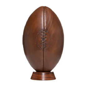 Ballon de rugby vintage en cuir marron de qualité supérieure pour jeu en extérieur avec logo et taille personnalisables en cuir véritable de haute qualité.