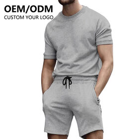 Ensemble de survêtement 2 pièces pour hommes, collection été, style décontracté, short et t-shirt à manches courtes, couleur unie, vêtements de marque pour hommes, vente en gros