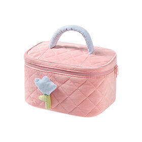 Lot of 2) Benefit Cosmetics Pink Makeup Bag Velvet Vanity Zipper