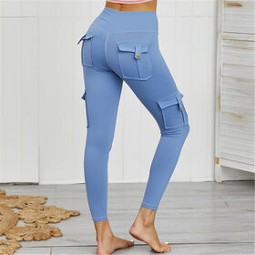 Compra online de Mulheres oco cintura larga calças compridas cintura alta  cor sólida perna larga calças largas yoga esporte ginásio calças