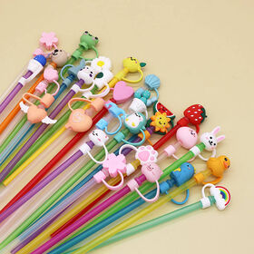 4pcs Creative Straw Plug Silicone Straw Tip Covers Dust-proof Straw Cover