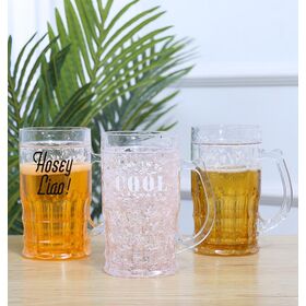 FREEZER MUGS, DOUBLE WALL INSULATED GEL, PLASTIC, PINT, FOR BEER AND  BEVERAGES