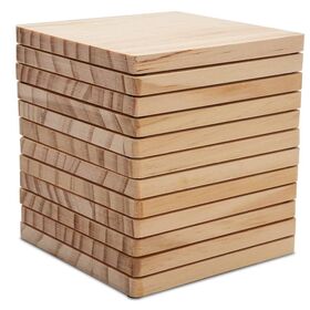10 Unfinished Wood Blocks 3''x 0.60'' for Wood Crafts, Wooden