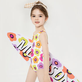 Cute Little Girl Swimwear One Piece Short Sleeve Sublimation Young