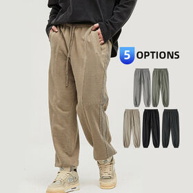 Pantalon de survêtement en coton pour hommes, decontracté, personnalisé, délavé sur le côté, en tissu éponge déconstruit de haute qualité en gros