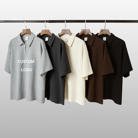 Hersteller Custom 250G Herren Polo T-Shirt Drop Shoulder Oversize Boxy Reißverschluss Waffel Herren Polo Tee Shirt