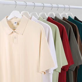 240G 100% Baumwolle Herren Golf Polo T-Shirts Blanko Bestickt Logo Einfarbig Kurzarm Übergroße Polo T-Shirts