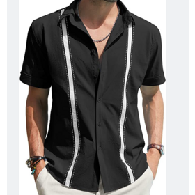 Camiseta interior de punto con solapa a rayas para hombre de primavera y  verano, camiseta interior transpirable para hombre, camisas grandes y altas