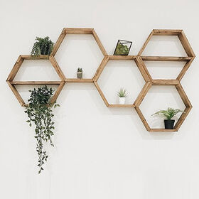 Panneaux hexagonaux en bois en nid d'abeille, art mural en bois hexagone