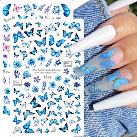 Wholesale Coffin Blue Butterfly Nails Products at Factory Prices