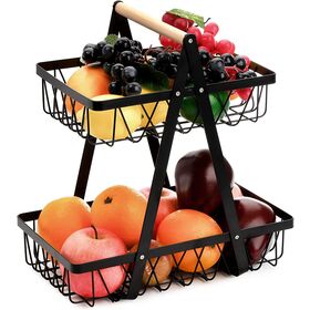 US$ 15.99 - Black Metal Wire Fruit Bowl, Iron Arts Fruit Storage