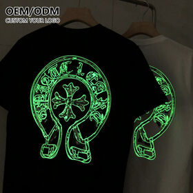 OEM T-shirt en gros, T-shirt personnalisé avec design réfléchissant et fluorescent, T-shirt pour homme avec impression graphique Logo lumineux T-shirt pour homme