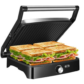 Aigostar Panini Press Grill, Sandwich Maker With Non-Stick Plates, Opens  180 Degrees For Any Size, Indicator Lights, Electric Indoor Gril