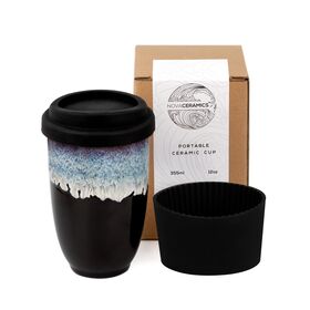 Ceramic Coffee Cup, Double Layer Leak Proof Folding Lid Ceramic Travel Mug,  380ml Eco-friendly Insulated And Reusable Coffee Mug For Travel, Office