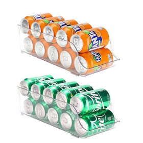 6 Pack Stackable Soda Can Organizer for Refrigerator, Can Holder Dispenser, Canned  Food Storage Rack for Fridge, Kitchen, Countertops, Cabinets, Black