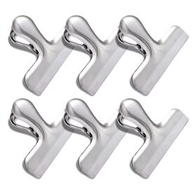 6 Pack Silver Bag Clips for Food Packages Stainless Steel Heavy