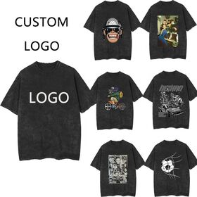 Produsen Grosir Kaos Pria, Pakaian Streetwear Kustom, Kaos Grafis Katun Oversize Heavyweight dengan Printing dan Acid Wash