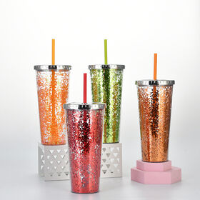 Gobelet En Verre 16 Oz Avec Couvercle Et Paille - Design Nœud Et Plantes, Pour Café, Cocktails, Smoothies, Cadeau Tendance