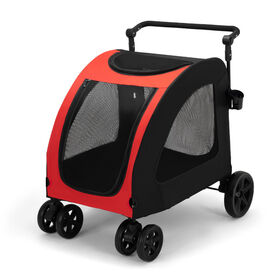 Modern Pet Stroller Lightweight Folding For Animals Cats Dogs Cart 4-wheel  Cart Breathable Outdoor Travel Walk Trolley