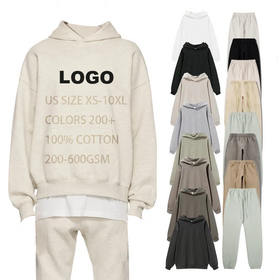 Hoodie Mewah Berkualitas Tinggi Berat Tebal Kustom, Set Celana Training Oversize Embos Kosong, Hoodie Pria Unisex dengan Logo