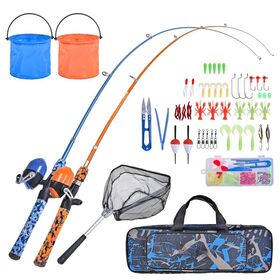 Kit De Pêche Complet 2 Cannes Télescopiques En Fibre De Carbone 1.8m + Moulinets – Eau Douce/salée/glace