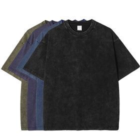 High Quality 100% Cotton T-shirt Acid Wash 250Gsm Heavyweight Men T-Shirt Custom Unisex Blank Vintage T Shirt