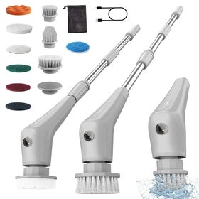 VOVGUU Electric Cleaning Brush, Shower Cleaner, Shower Scrubber Cordless with Adjustable Handle, Electric Spin Scrubber with 10 Replaceable Brush