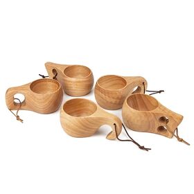 Kiplyki Wholesale Handmade Natural Solid Wood Tea Cups Wooden Wine Coffee  Water Beer Mug Drinking