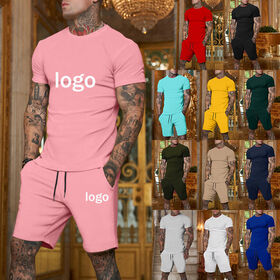 Custom Logo Summer Tracksuit Sportswear T shirt Shorts Two Piece Set Men Running T-Shirt Gym Suit