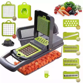 Smile Mom Vegetable Chopper Slicer- Spiralizer Vegetable Slicer - Onion  Chopper with Container - Food Chopper Slicer Dicer Cutter Gray