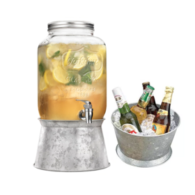 1 Gallon 3.8L Clear Glass Mason Jar Big Volume Juice Glass Drink Beverage  Dispenser with Tap and Metal Stainless Stand - China Beverage Dispenser Mason  Jars and Glass Beverage Dispenser with Tap