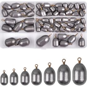 Fishing Weights Sinkers 50-Pack Fishing Sinkers Kit Bullet