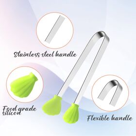 4 Pcs Silicone Mini Tongs Hand Shape Small Tongs 5Inch Kid Tongs for Sugar  Cubes