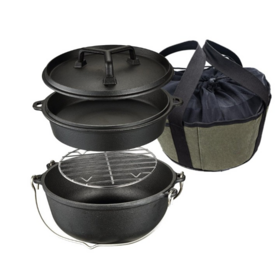 5 Quart Cast Iron Dutch Oven Pot and pan Camping Easy to Carry Cookware  Cuisinart Pot with Leg and Lid