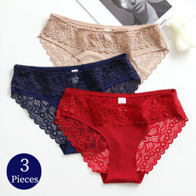 3PCS Women's Panties Soft Silk Women's Underwear High-waist Women