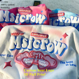 Benutzerdefiniertes 3D Puff Print T-Shirt, Hochwertige Bio-Baumwolle, Überschnittene Schulter, Schweres T-Shirt für Herren, 100% Baumwolle