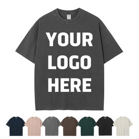 Kaos Pria Oversized 100% Katun Produsen Streetwear Hip Hop Polos Acid Wash Logo Kustom Kaos Vintage