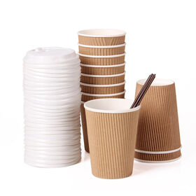 6 oz Red Coffee Ripple Paper Cups - Rippled Paper Cups for Coffee Tea and  cold Drinks