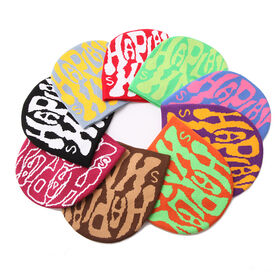 Custom logo unisex acrylic jacquard winter hat women kids warm ski cap all over print jacquard knitted beanie hat