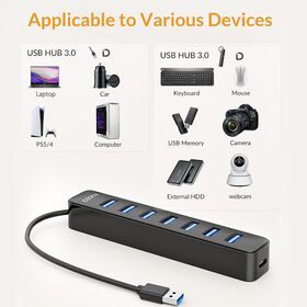 Regleta Hub Usb 3.0 De 7 Puertos Extension Usb Anera