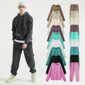 Ensemble Sweat à Capuche et Pantalon de Survêtement Homme Unisexe en Coton Polyester Uni de Haute Qualité avec Logo Personnalisé