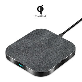 15W QI Certifited Custom LOGO Portable Desktop Fabric Aluminum Alloy Wireless Charger pad