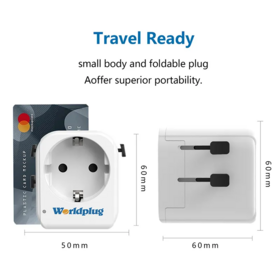 Adaptor Daya Travel Universal Worldplug 20W PD QD dengan Grounding Plug, USB dan Type C, Soket EU ke US UK AU - Terlaris!