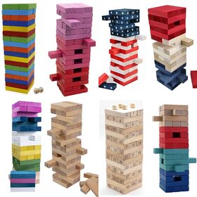 Giant Toppling Tower Game - 60 Blocks - Storage Crate - Indoor/Outdoor Set