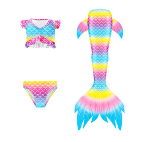 Caudas de sereia para natação para meninas, conjunto de biquíni de