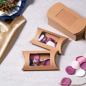 Wholesale Biodegradable Food Container paper boxes food packaging Take away Pillow Box with Window