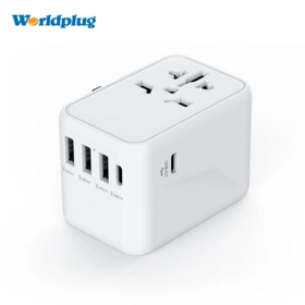Worldplug Carregador rápido PD 45W mais vendido, adaptador de viagem universal mundial AUS/US/EU/UK, adaptador tudo em um