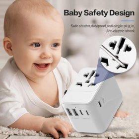 Worldplug Adaptateur secteur PD de haute qualité, adaptateur de voyage, adaptateur d'alimentation universel international avec USB