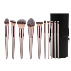 BS-Mall Premium Synthetic Foundation Powder Concealers Eye shadows Blush  Makeup Champagne Gold Cosmetic Brushes, 18 Pieces 