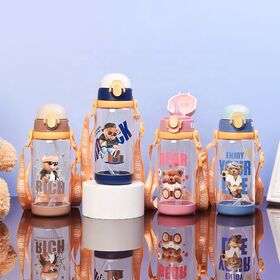 Cute Kawaii Frosted Sippy Glass Water Bottle Korean Cartoon Bounce